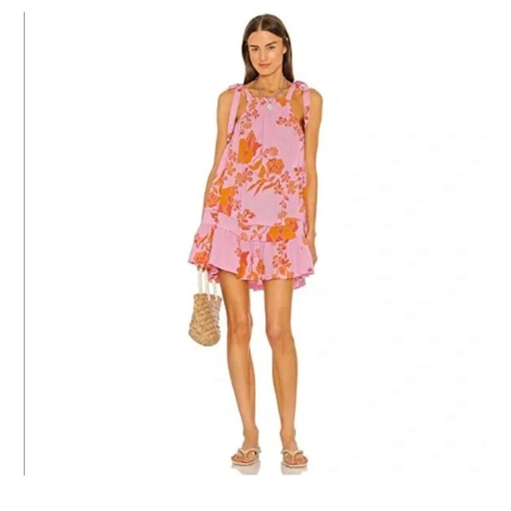 Free People Fleur Print Tunic Top In Petal Combo Medium Beach Preppy Sleeveless